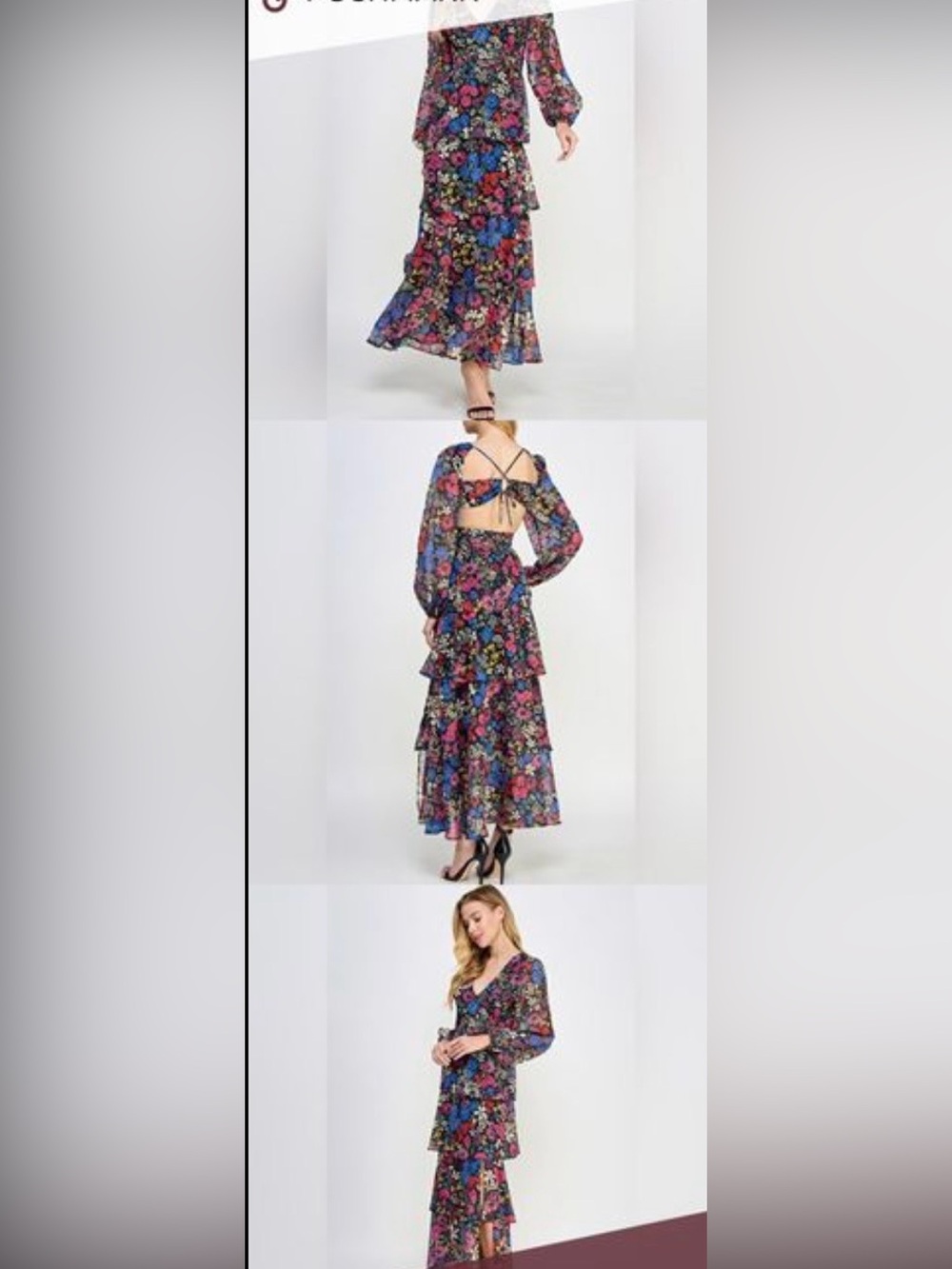 Floral Tiered Maxi Dress in Multicolor